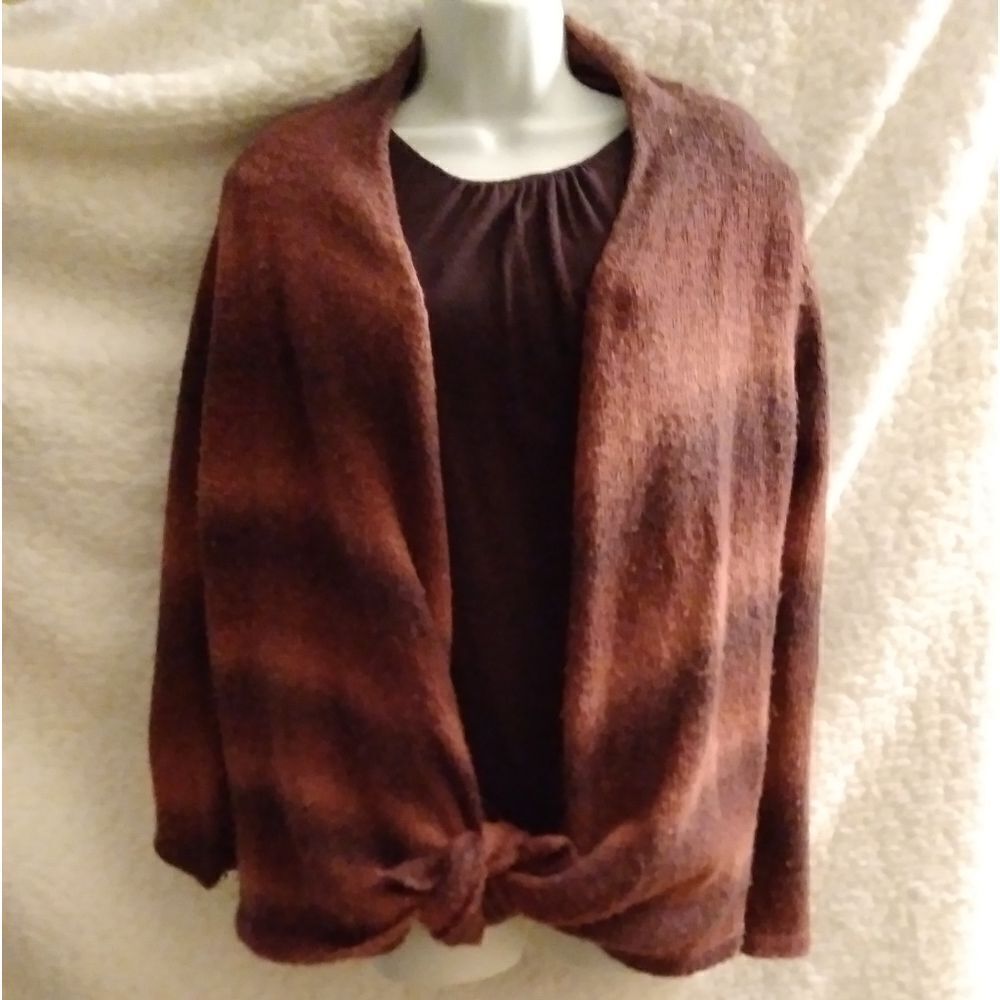 Croft & Barrow Open Front Cardigan & Gap Short Sleeved Sweater Set, Sz L